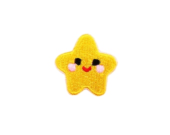 Stick-On Tiny Kawaii Star Patch | Mini Happy Puffy Star Applique | Girls Teen Embroidered DIY Badge | Space Backpack Jacket Craft Sticker