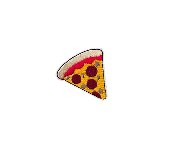 Pizza Slice Patch | Kawaii Pepperoni Pie Iron-On Applique | Embroidered DIY Badge | Boys Kids Foodie Backpack Lapel Jacket Accessory