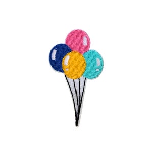 Balloons Patch | Pastel Iron-On Balloon Bouquet Birthday Party Celebration Applique | Embroidered DIY Badge | Kids Backpack Jacket Accessory