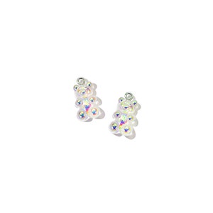 Iridescent Gummy Bear Charm | 1PC Clear AB Rainbow Pastel Candy Kawaii Pendant | Girls Opalescent Bracelet Necklace Earrings Craft DIY Charm