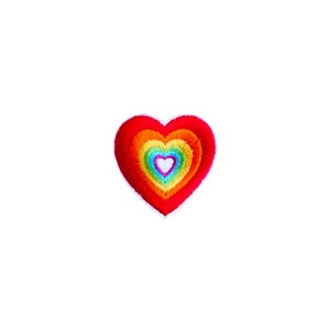 Mini Rainbow Heart Patch | Pride Love Iron-On Applique | Embroidered DIY Valentine Craft Badge | Girls Teen Backpack Purse Jacket Accessory