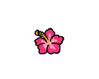 Mini toppa ibisco rosa / fiore hawaiano applique termoadesiva / distintivo floreale ricamato fai da te / accessorio giacca da spiaggia tropicale Luau Island