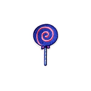 Blue Swirl Lollipop Patch | Kawaii Sucker Candy Shop Iron-On Applique | Sweet DIY Novelty Badge | Girls Teen Backpack Jacket Craft Accessory