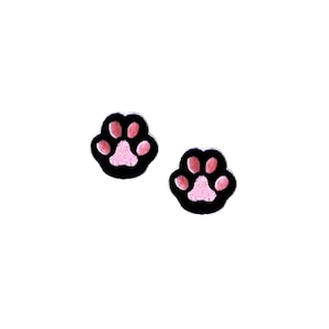 Stick-On Black Cat Paw Patches | 2x Tiny Kawaii Kitten Kitty Animal Paws | Toe Bean DIY Self-Adhesive Sticker Applique Patch Badge Craft Set