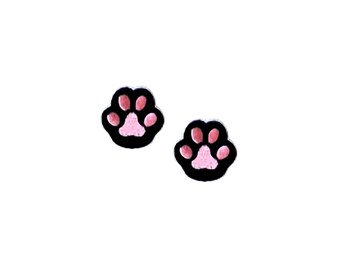 Stick-On Black Cat Paw Patches | 2x Tiny Kawaii Kitten Kitty Animal Paws | Toe Bean DIY Self-Adhesive Sticker Applique Patch Badge Craft Set
