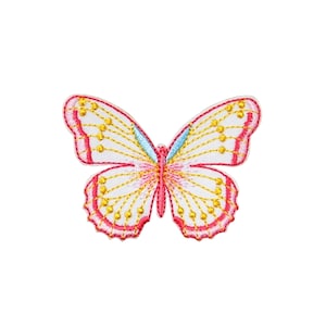 Pastel Butterfly Patch | Colorful Pink Kawaii Nature Boho Spring Iron-On Applique | Sewing DIY Badge | Teen Girls Backpack Jacket Accessory