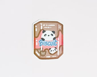 Panda Cookie Biscuit Sticker | Aesthetic Pastel Food Packaging Decal | Water Resistant Vinyl PVC Sticker | Laptop Phone Bottle Luggage Decal