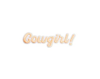 Cowgirl Patch | Girly Pink Pastel Country Music Festival Iron-On Applique | Embroidered DIY Badge | Girls Cowgirl Word Backpack Accessory