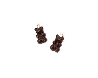 Chocolate Covered Gummy Bear Charm | Choco Candy Kawaii Pendant | Bracelet Necklace Earrings Craft DIY Charm