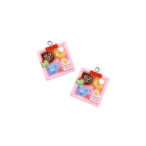 Box of Donuts Charm | 1PC Miniature Bakery Doughnut Shop DIY Jewelry Supply | Mini Kawaii Dessert Necklace Earrings Bracelet Craft Pendant