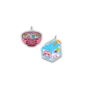 Pingente Kawaii de Leite com Cereal | 1 Pç de Pingente Acrílico de Cereal da Sorte em Caixa de Leite Pastel | Brincos para Meninas, Colar, Pulseira, Joias, Artigos para Artesanato