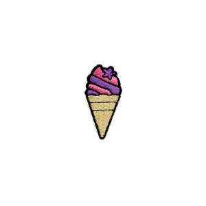 Mini Kawaii Ice Cream Cone Patch | Pink Purple Pastel Unicorn Star Soft-Serve Waffle Cone Iron-On DIY Applique Badge | Bag Jacket Accessory