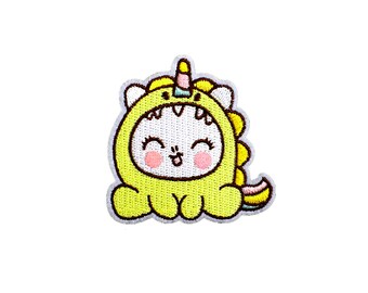Unicorn Pajama Kitty Patch | Kawaii Pastel Cat Iron-On Applique | Embroidered DIY Badge | Cute Kitten Costume Backpack Jacket Accessory