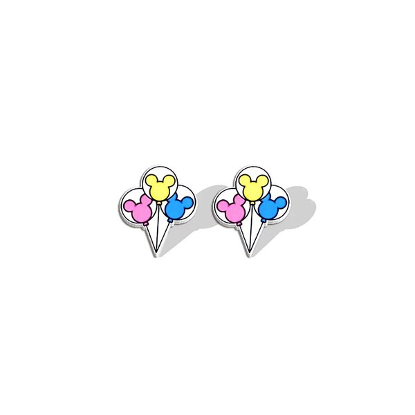 Magical Balloon Studs | Mini Pastel Mouse Ear Magic Theme Park Kingdom Earrings | Teen Girls Vacation Post Earrings | Main Street Jewelry