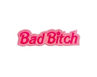 Bad B*tch Patch | Trucker Hat Pink Girlycore Iron-On Applique | Embroidered DIY Kawaii Badge | Funny Mean Girl Backpack Craft Accessory