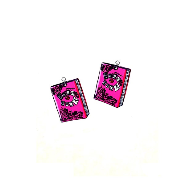 Burn Book Charm | Mean Girl Movie Fan Acrylic Pendant | Funny Pink Teen Y2K Nostalgia Earrings Necklace Bracelet Craft Jewelry Supply
