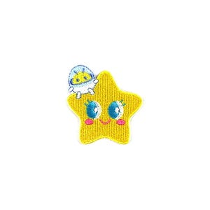 Stick-On Kawaii Star Alien Patch | Happy Puffy Star Space Universe Self-Adhesive Applique | DIY Backpack Jacket Sticker Craft Badge
