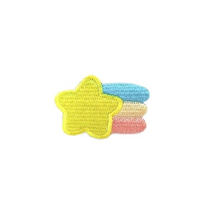 Puffy Shooting Star Patch | Kawaii Pastel Rainbow Starry Iron-On Applique | Girls Teen DIY Fairy Kei Backpack Jacket Craft Badge Accessory