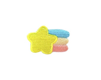 Patch Puffy Stella Cadente / Kawaii Pastello Arcobaleno Stellato Applique Iron-On / Ragazze Teen Fai da Te Fata Kei Zaino Giacca Accessorio Distintivo Artigianale