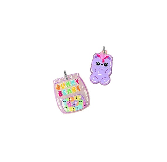 Glitter Gummy Bear Charm Pastel Kawaii Sparkle Candy Pendant
