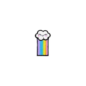 Mini kawaii regenboogwolk-patch | Fairy Kei opstrijkappliqué | Geborduurde DIY-badge | Ambachtelijk accessoire voor tienerbabyrugzak voor meisjes