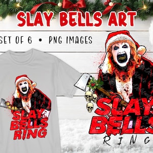 SLAY Bells Ring Horror Christmas Clown Santa ClipART: 6 PNG Variations (Digital Download)