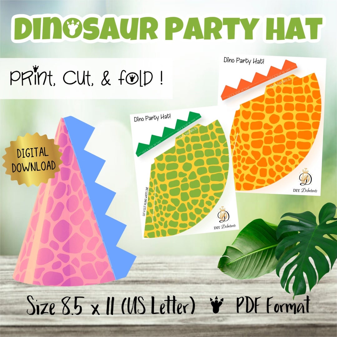 Dinosaur Party Hats; Digital Download Templates; 1 PNG File for Each ...