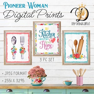 Pioneer Woman Inspired Digital Art 3 Piece Set with Bonus Image; “Breezy Blossoms” Collection- High Resolution Digital Download JPEG