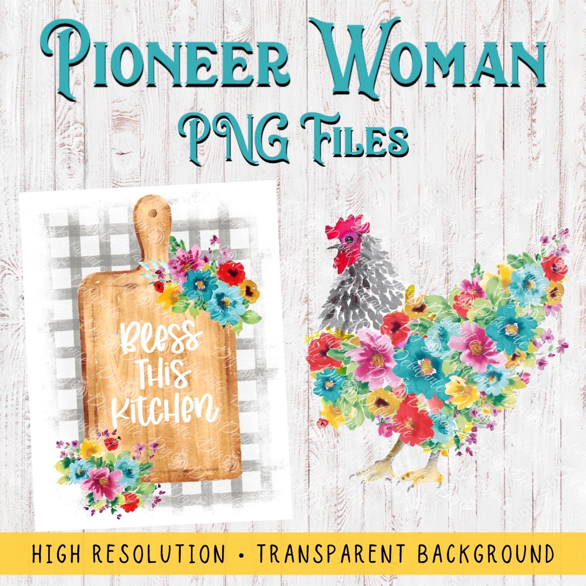 Pioneer Woman Kitchen Art PNG Files Bless This Kitchen Watercolor
