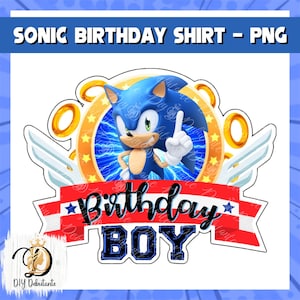 Sonic Hedgehog Character Kids Birthday T-shirt Design • PNG • Image for Transfers, Vinyl Cutting, sublimation, printable vinyl, etc.