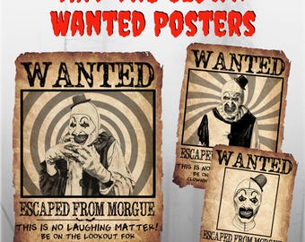 Slasher Clown Wanted Posters: High Quality Horror PNG Clip Art Set | 3 PNG Images