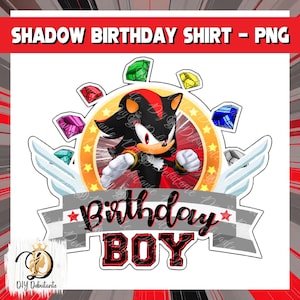 Shadow Hedgehog Character Kids Birthday T-shirt Design • PNG • Image for Transfers, Vinyl Cutting, sublimation, printable vinyl, etc.