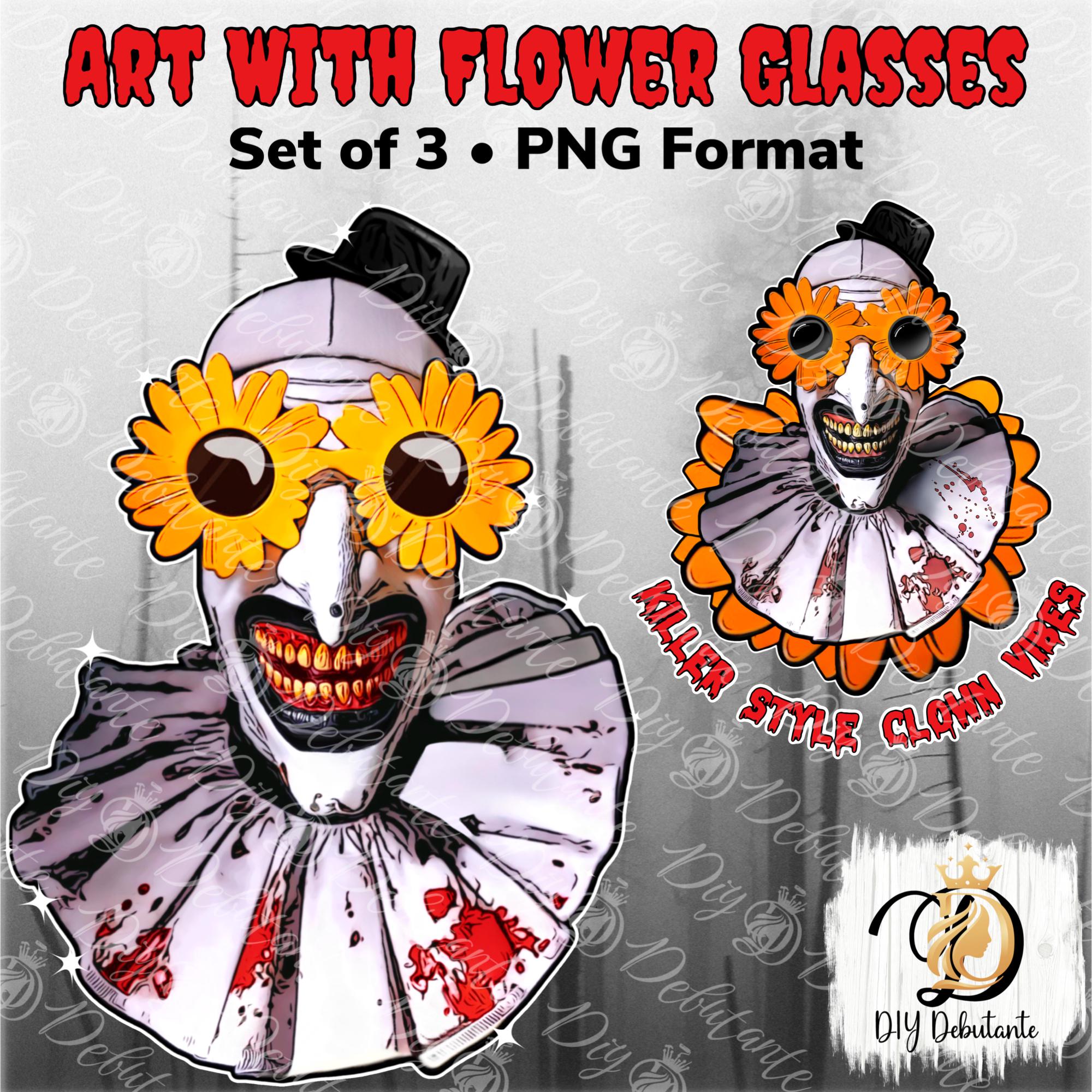 Accessorio Halloween Clown Occhiali Da Sole Art The Clown Terrifier | Giallo Con Fiori, Accessorio Halloween Sunflower Glasses - Foto 6