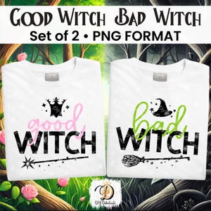 Gute Hexe, schlechte Hexe Passendes PNG Clipart Set für T-Shirts, Sublimationsdrucke, Poster, Abziehbilder, Einladungen und mehr!