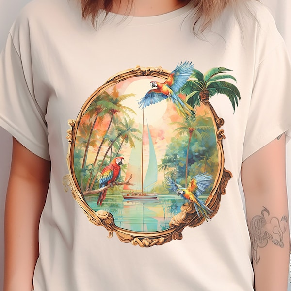 One Particular Harbour Parrot Head Shirt, Tropical Paradise Sailor's Shirt, Change Your Latitude Shirt, Comfort Colors Unisex Shirt