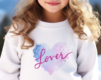 Lover Youth Crewneck Sweatshirt, Swiftie Kids Sweatshirt, Lover Heart Sweatshirt, Gildan Sweatshirt, Faux Glitter