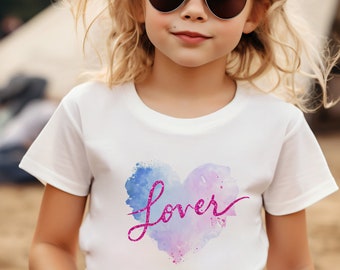 Lover Heart Shirt for Kids, Lover Youth Shirt, Swiftie Fan Shirt, Faux Glitter