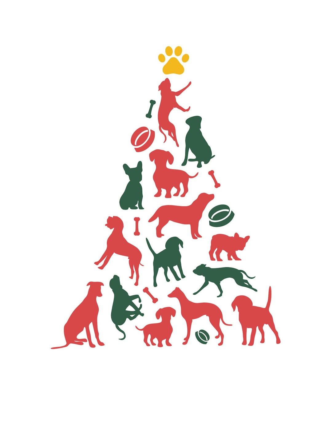 Christmas Paw Tree SVG Animal Christmas Tree Design SVG Etsy