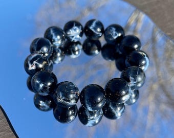 Excellent quality natural Namibian Pietersite bead bracelet in 16mm+ 天然纳米比猫眼深蓝彼得石手串