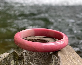 Excellent Quality - Natural rhodonite bangle bracelet in 55mm+ 天然原矿美料蔷薇辉手镯55圈口