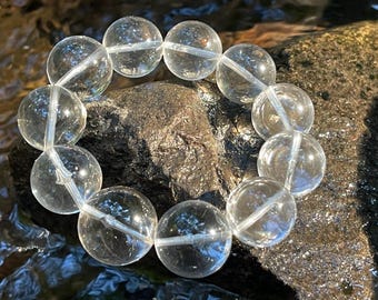 Collector’s Grade - Natural white clear quartz bead bracelet in 18-20mm+  天然收藏级白水晶手串