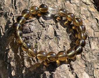 Bracelet en perles de citrine naturelles non chauffées en 8 mm+