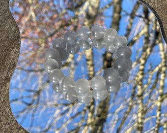 Rare Find - Natural old mine gray phantom quartz bead bracelet in 12mm+  天然稀有绝矿料灰幽灵千层水晶手串
