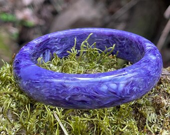 Collector Grade Natural Charoite Bangle in 55.3mm 天然收藏级紫龙晶水晶手镯55.3mm圈口