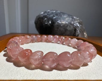 Objet rare - Bracelet en cristal rose naturel Super Seven 8 mm+