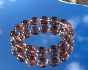 Bracelet de perles de cristal naturel Super Seven d'excellente qualité en 11 mm+