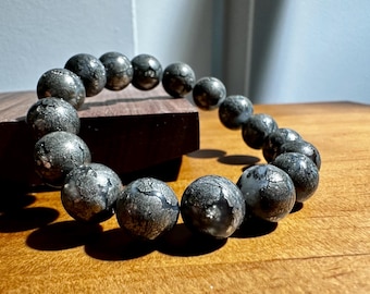 Great Value - Natural pyrite beaded bracelet in 11mm+  天然秘鲁玉化黄铁矿水晶手串