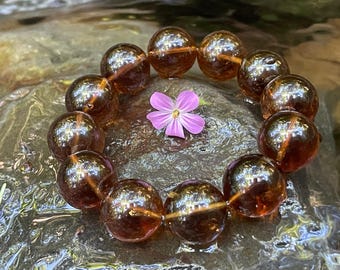 Natural citrine bead bracelet in 16mm+ 天然暴力黄水晶手串