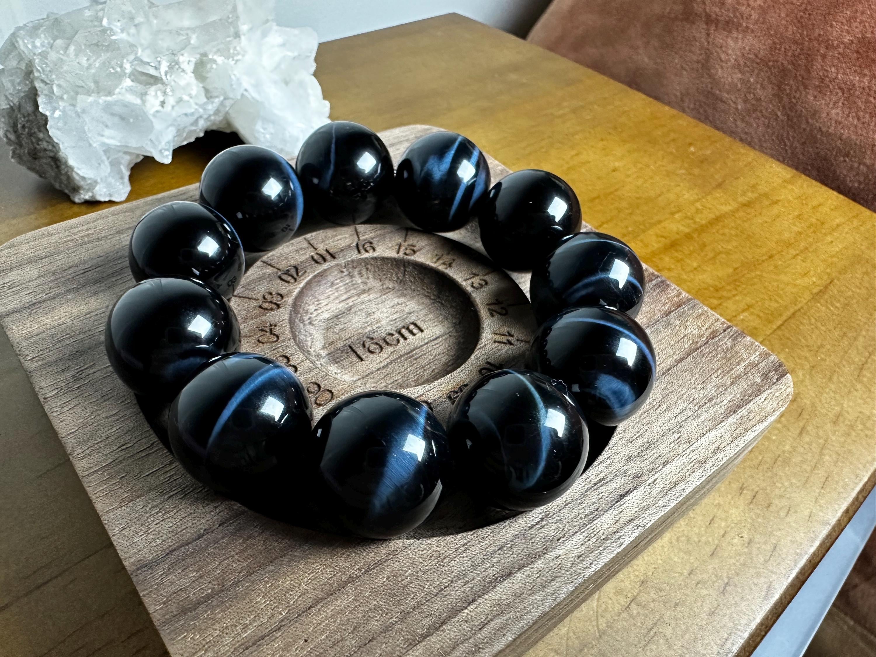 Excellent Quality - Natural Blue Tiger Eye Bead Bracelet in