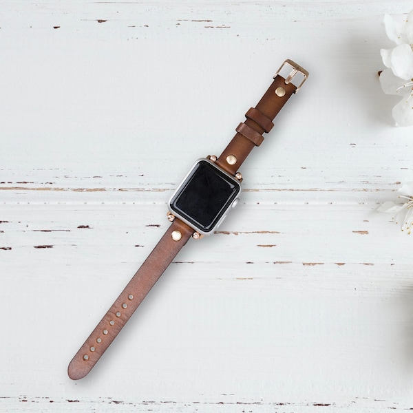 Leather Apple Watchband For Women,Christmas Gift For Her,Anniversary Gift,Slim Apple Watch Strap i-watch Watch Band 38mm,41mm,42mm,45mm,44mm